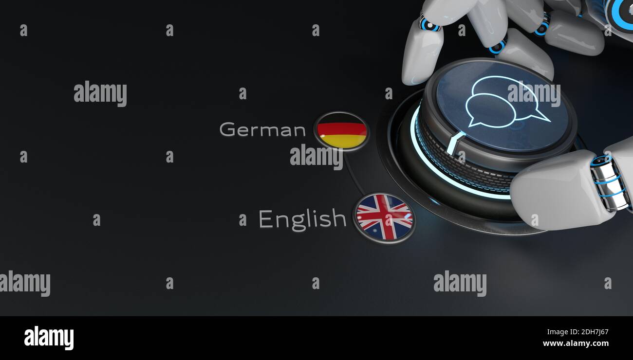 AI Translator English German Stock Photo