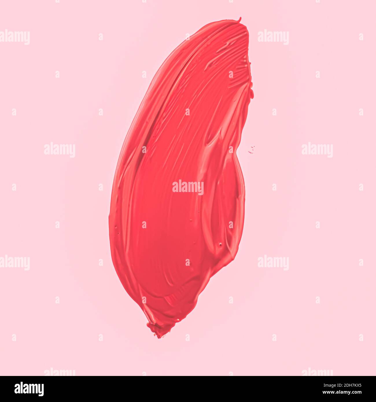 Red brush stroke or makeup smudge closeup, beauty cosmetics and lipstick texture Stock Photo