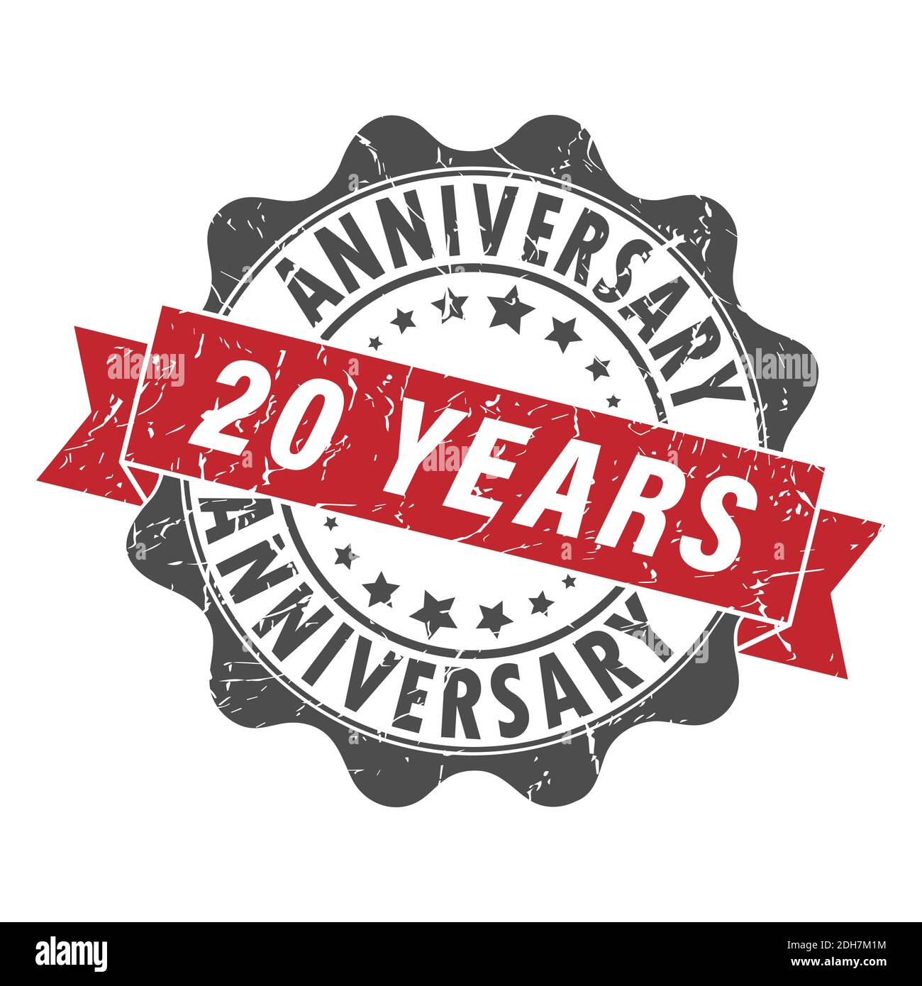 Stamp impression with the inscription 20 years ANNIVERSARY. Old worn ...