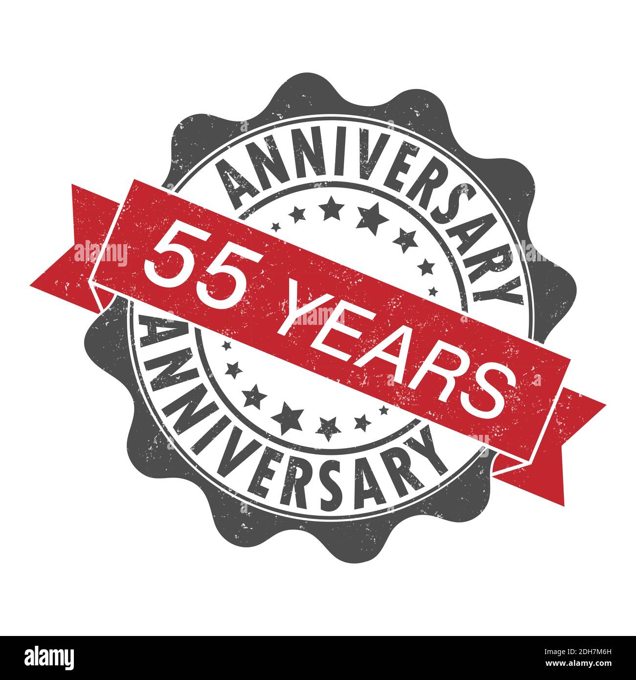 Stamp impression with the inscription 55 years ANNIVERSARY. Old worn