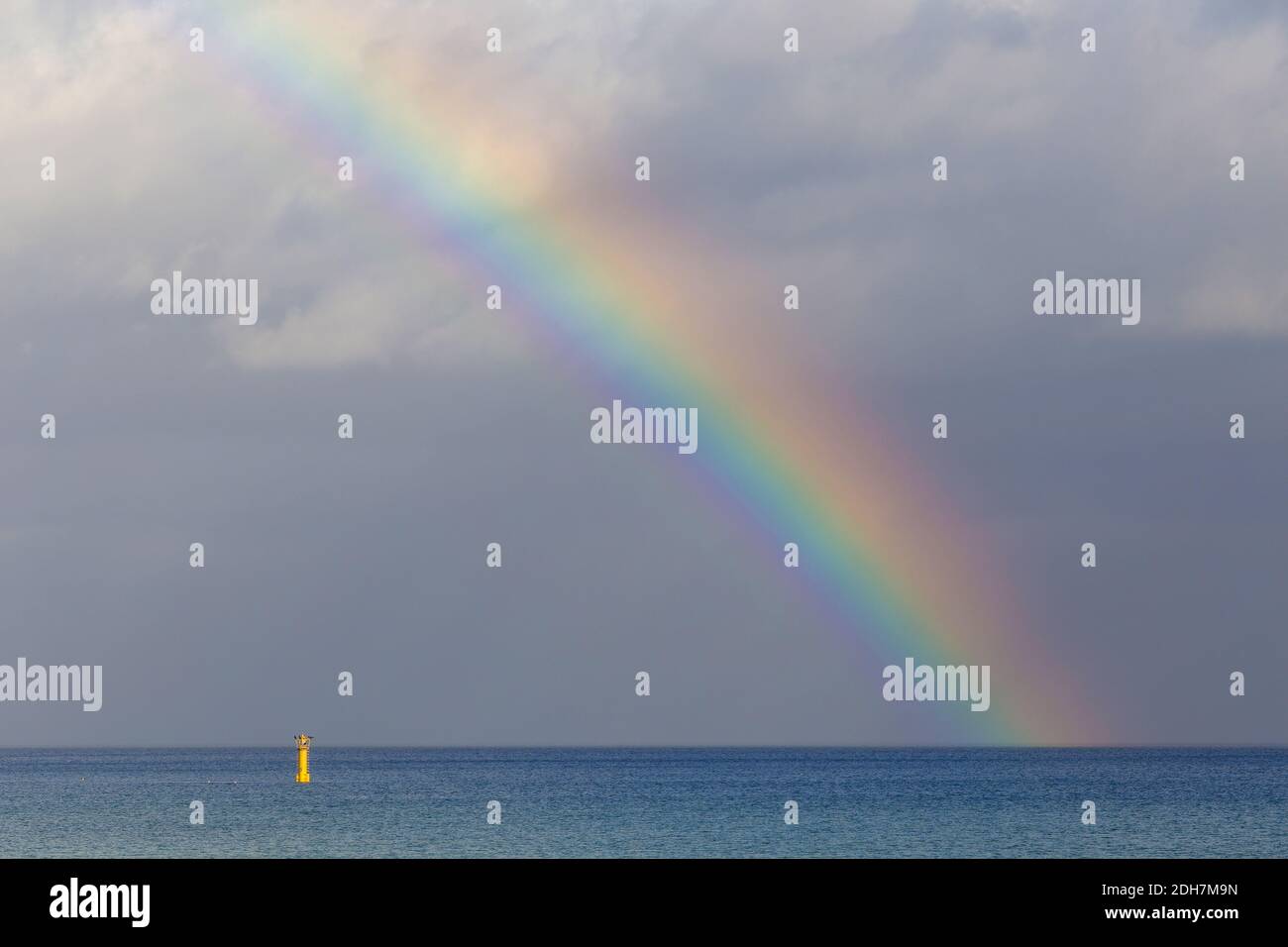 Colorful rainbow over the sea, horizontal Stock Photo