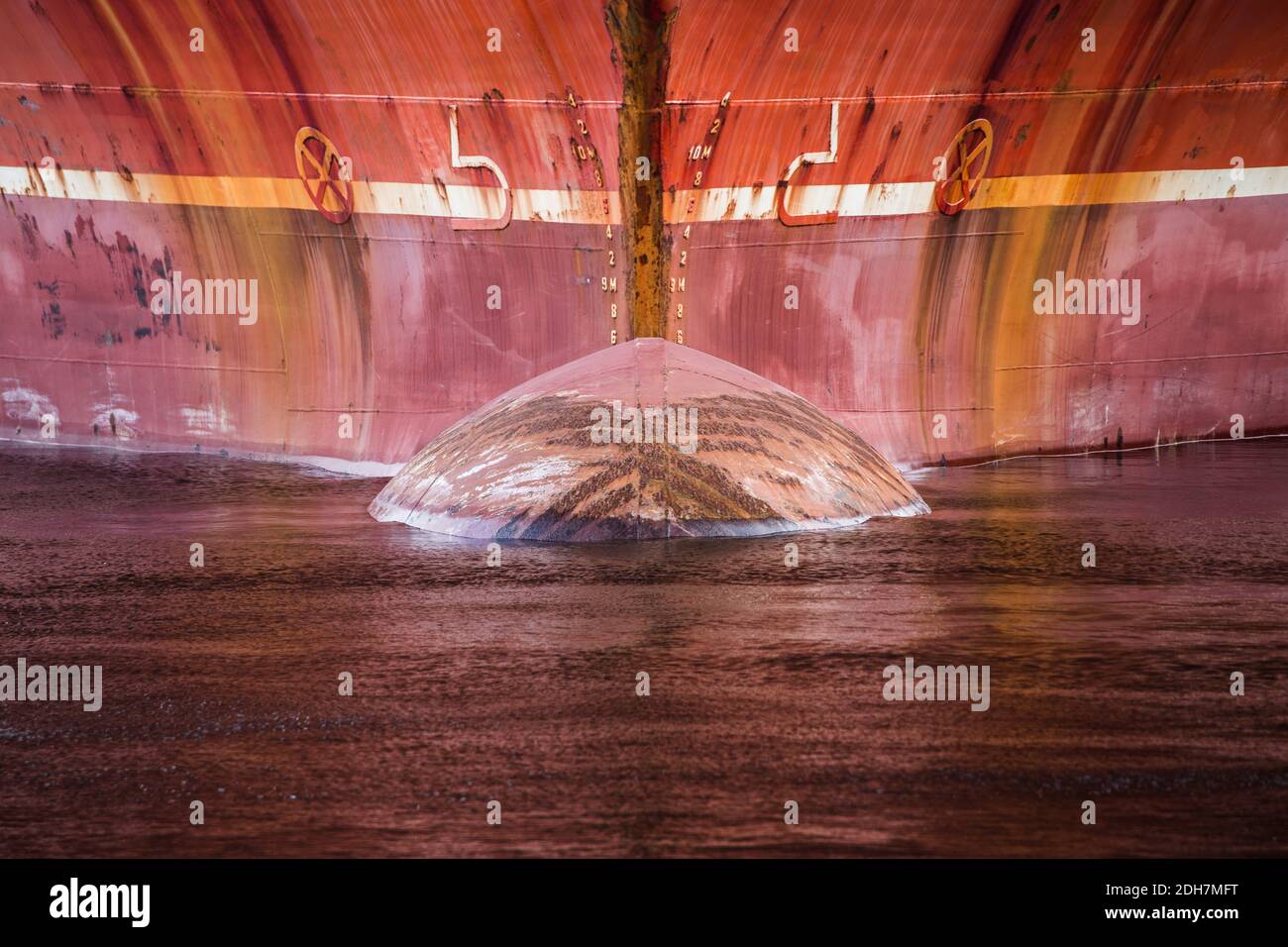 Red rusty ship bow in detail Stock Photo