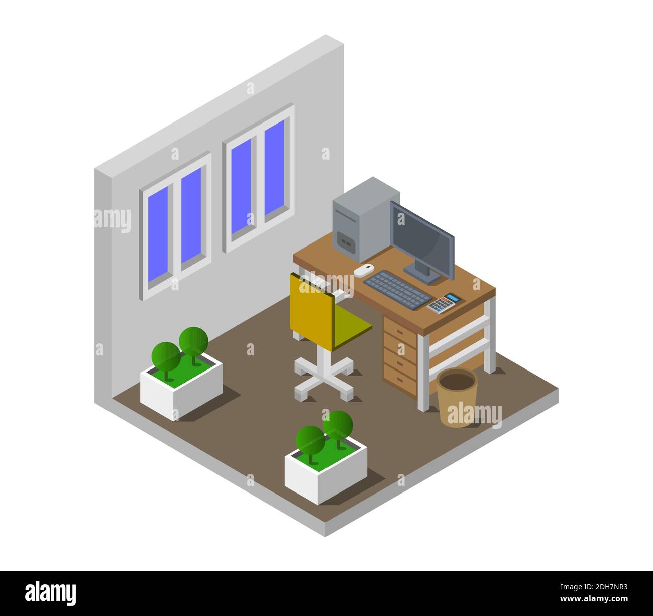 Isometric Office Room Vector Graphic Illustration Stock Vector Image ...