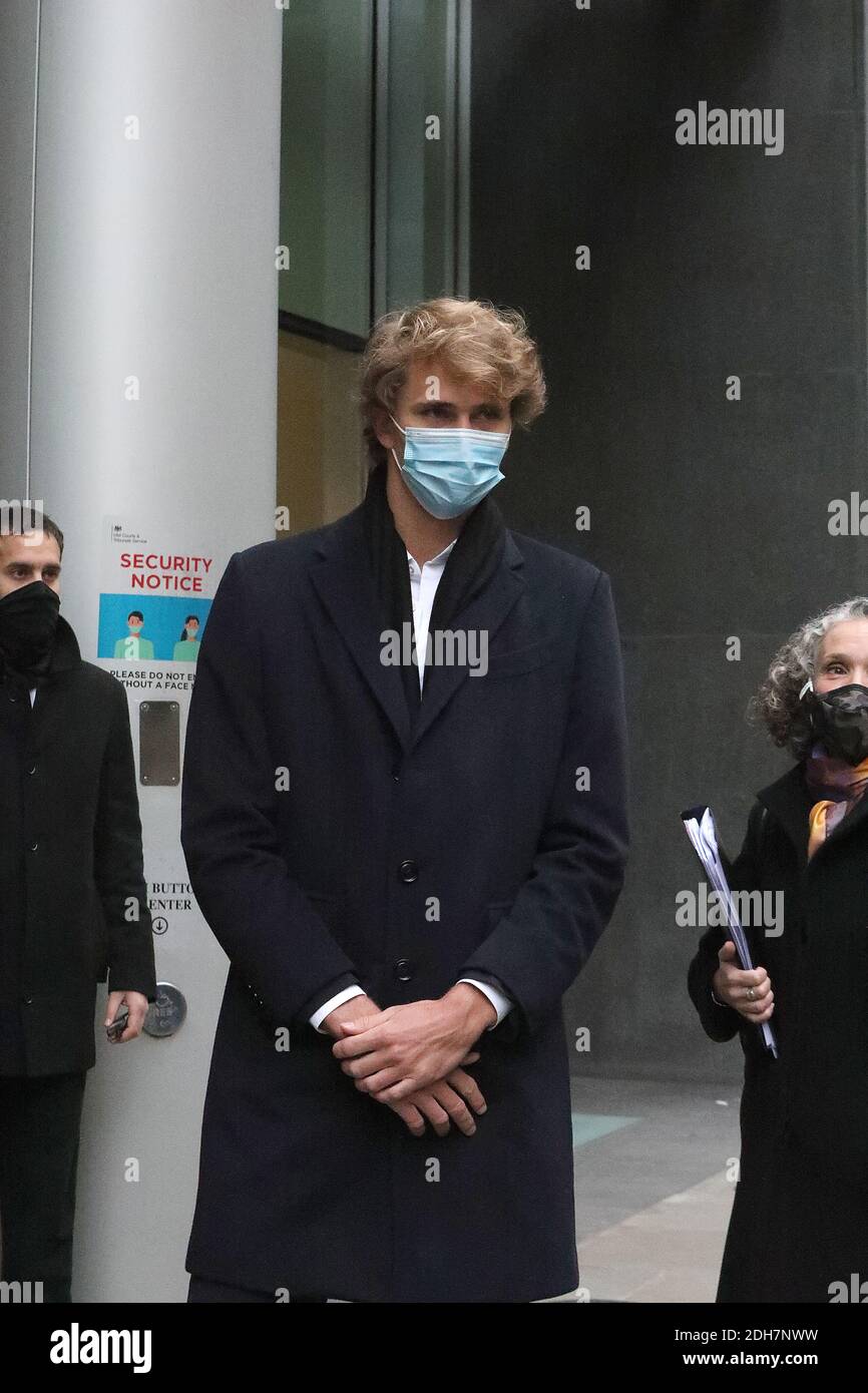 German tennis star Alexander Zverev arrives at the High Court in the Rolls  Building, central London, for a hearing in his legal fight with  London-based sports management company Ace Group International which