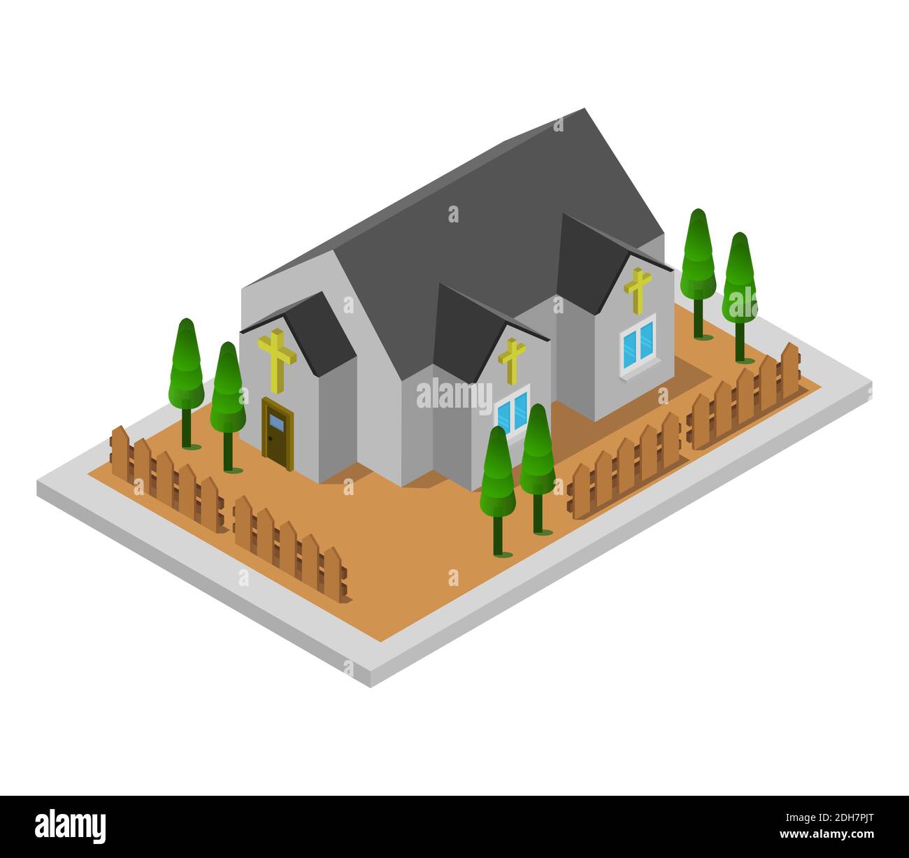 Isometric Church On A White Background Vector Graphic Illustration ...