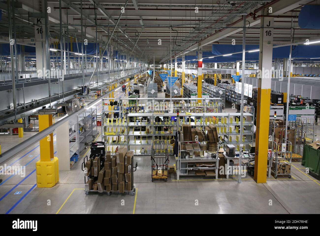 Inside the Amazon EMA2 site in Sutton-in-Ashfield.Behind the scenes at the  Amazon EMA2 site in Sutton-in-Ashfield, Nottinghamshire. Online shopping  has grown rapidly during the coronavirus 2020 pandemic with shops shut,  lockdowns and