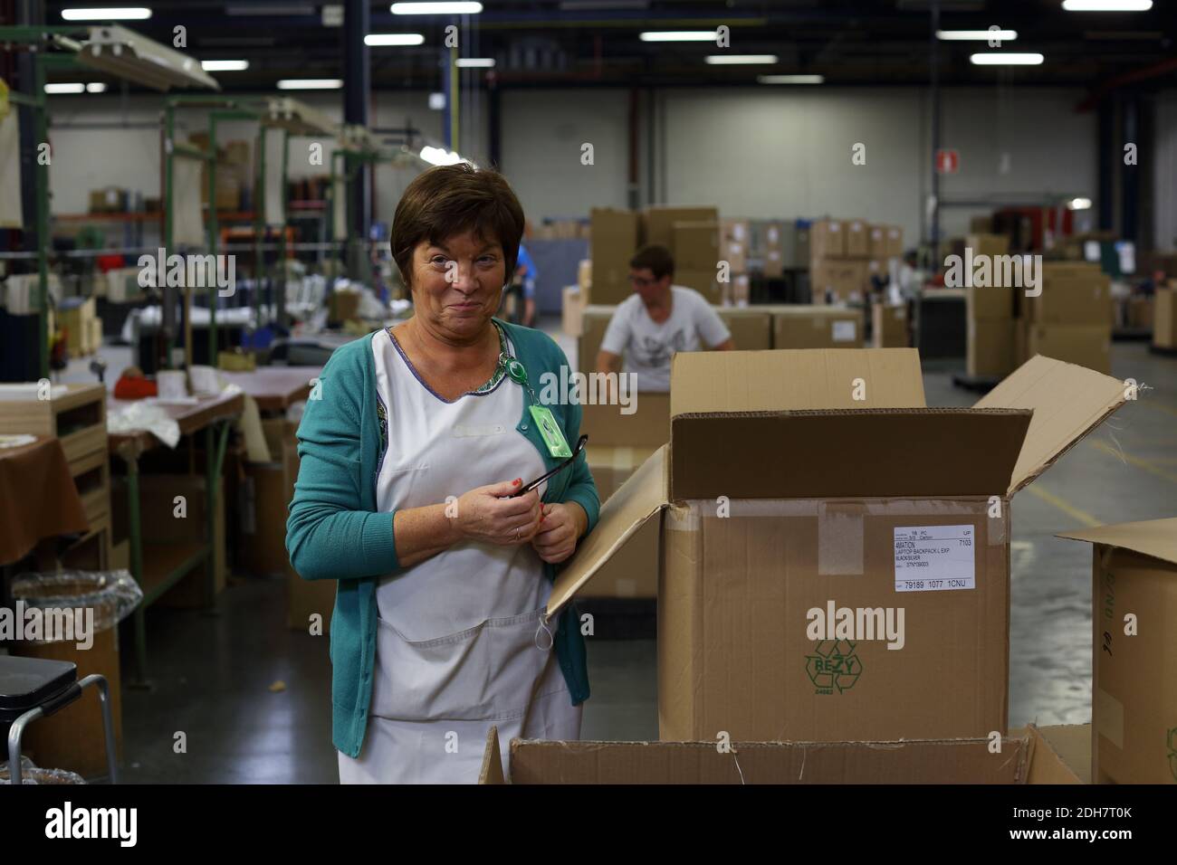 Female workers at Samsonite assembly plant in Oudenaarde,Belgium. Stock Photo