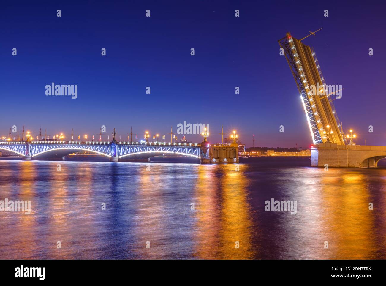 Neva river and open Troitsky Bridge - Saint-Petersburg Russia Stock ...