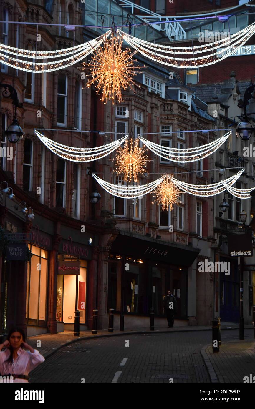 Pictured Birmingham Christmas lights are turned on for the up coming festive season in New Street and Victoria Square, Thursday 12th November 2020. Stock Photo