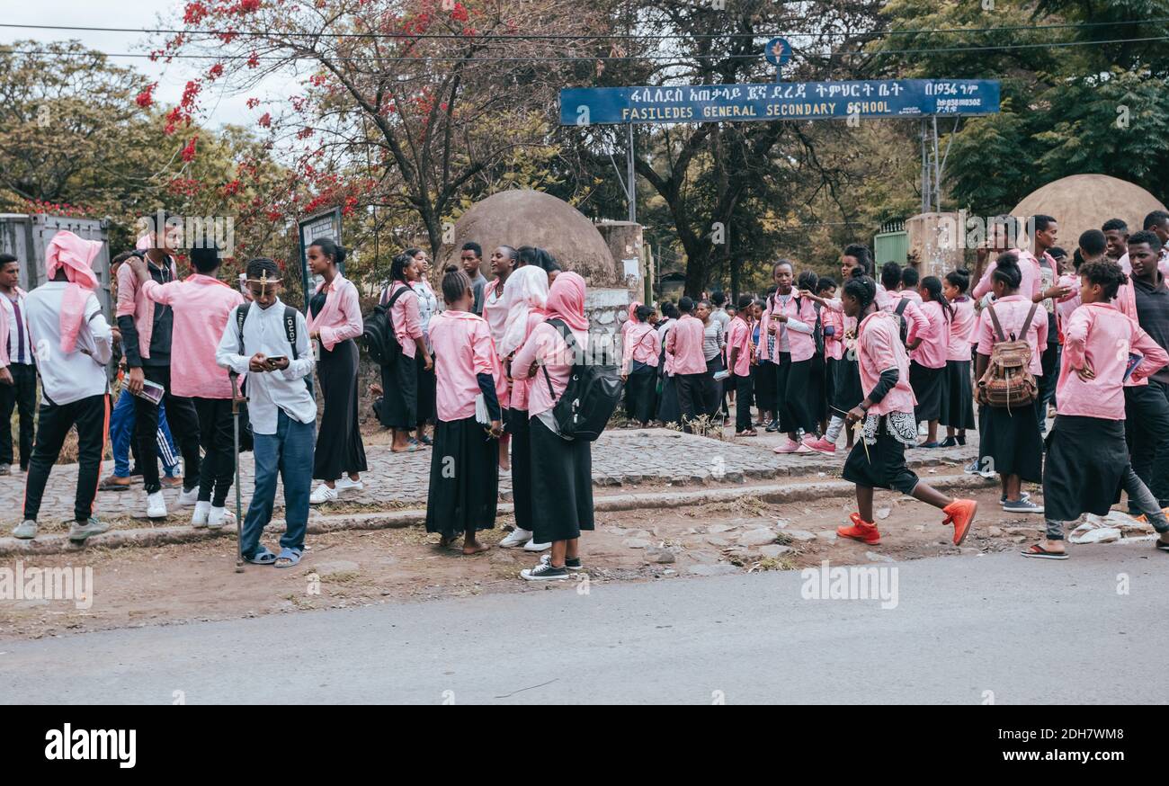 Ethiopian students behing secondary school in Gondar, Ethiopia Stock ...