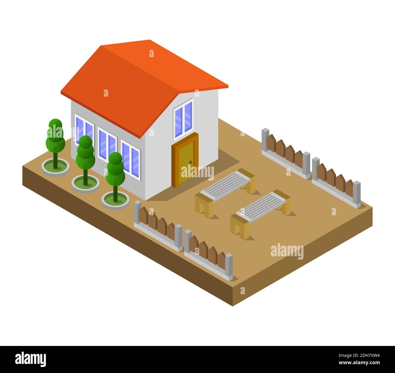 Isometric House On White Background Vector Graphic Illustration Stock ...