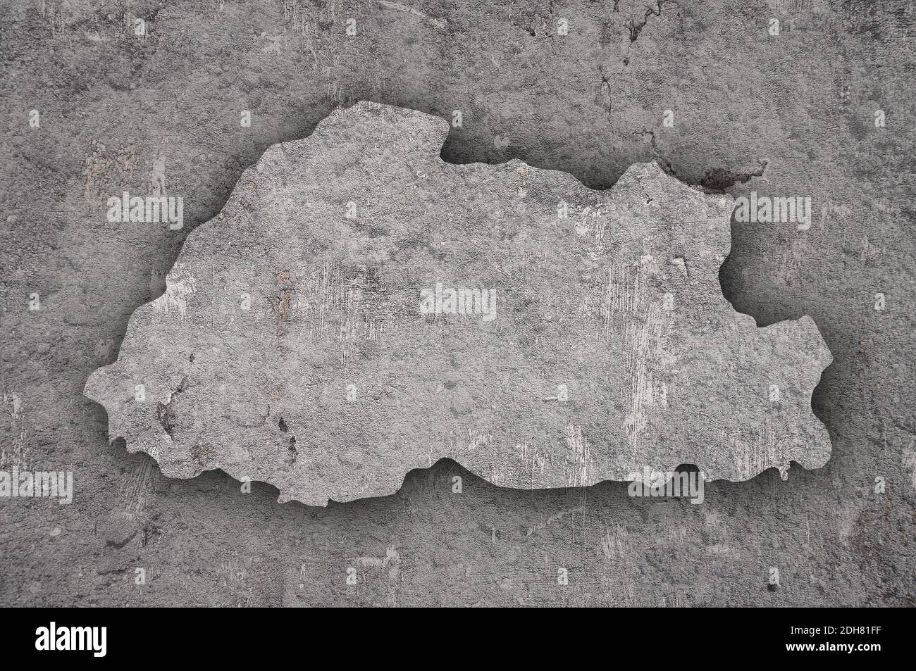 Map of Bhutan on weathered concrete Stock Photo - Alamy