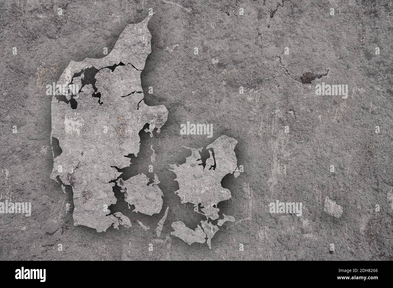 Map of Denmark on weathered concrete Stock Photo - Alamy