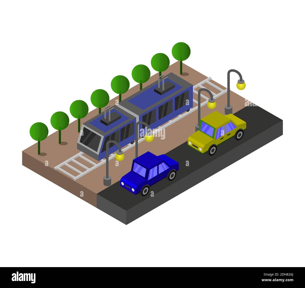Isometric Train Vector Graphic Illustration. Stock Vector