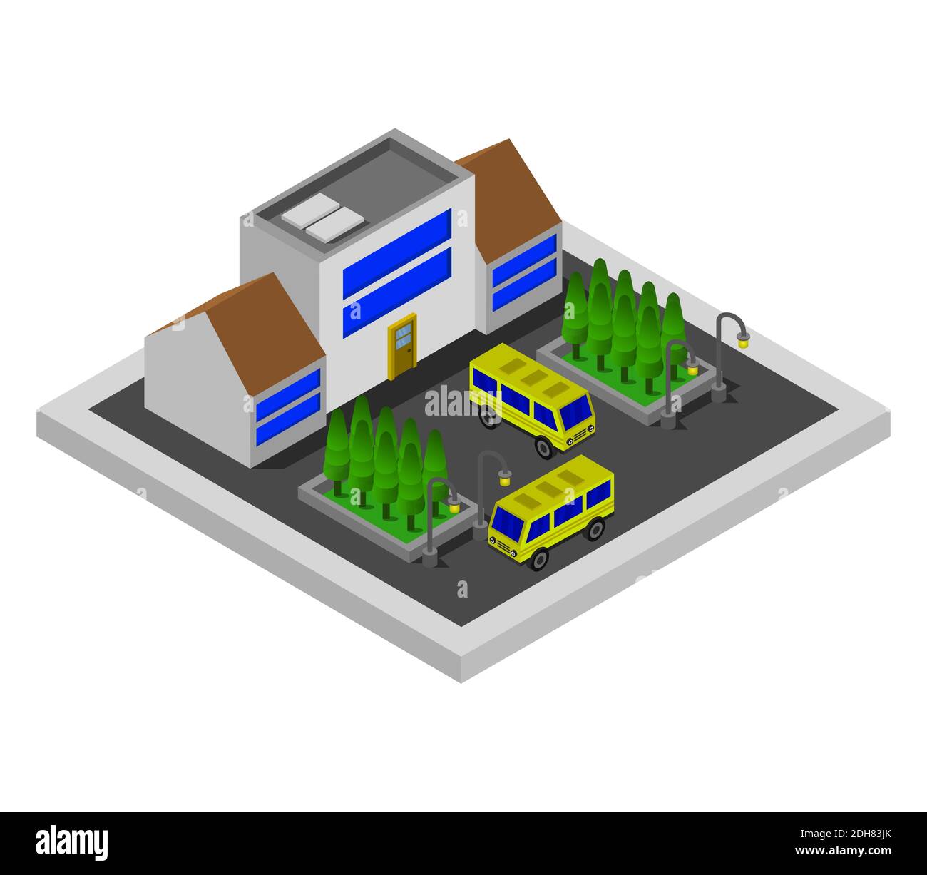 Isometric School On A White Background Vector Graphic Illustration ...