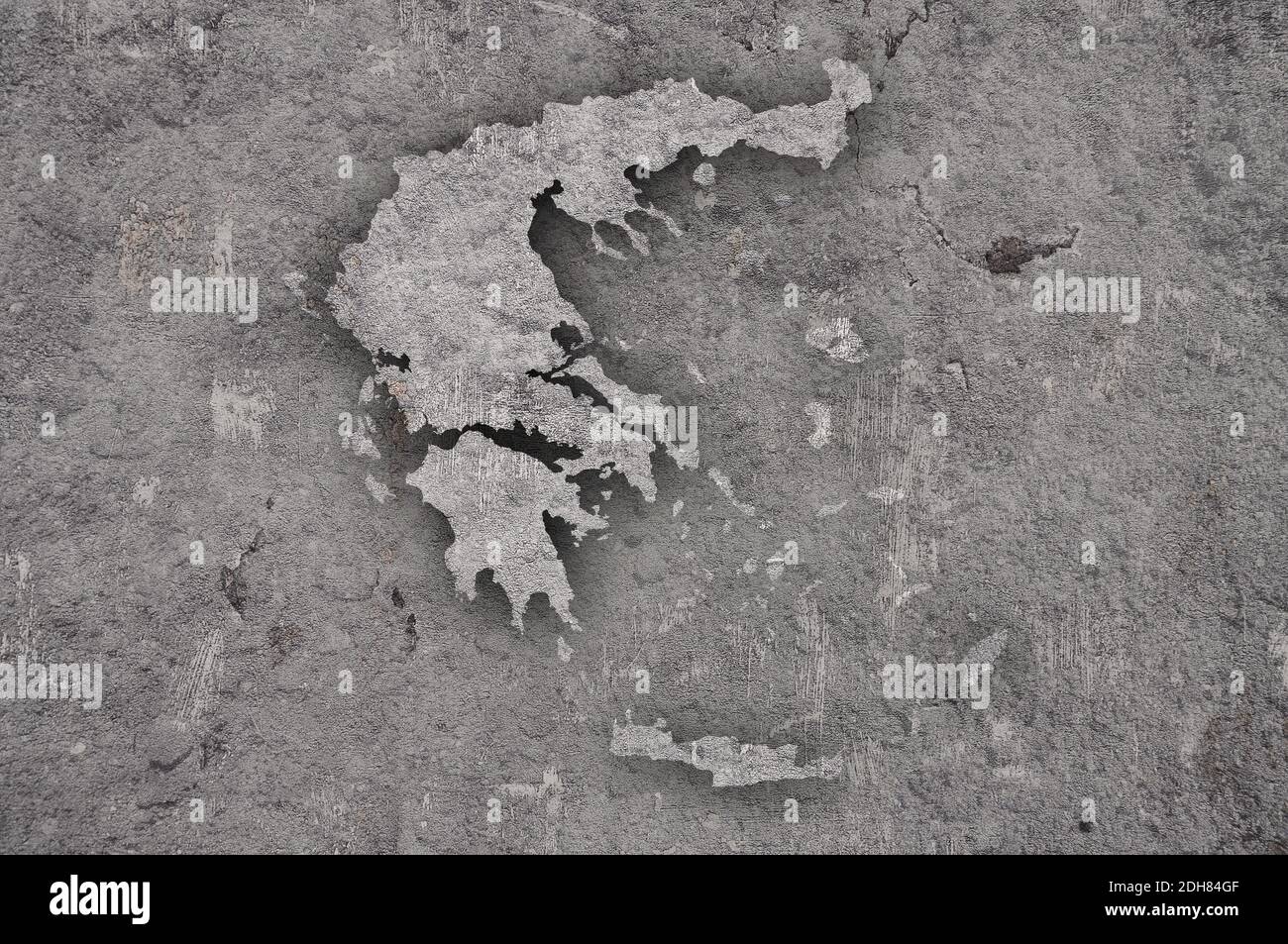 Map of Greece on weathered concrete Stock Photo - Alamy
