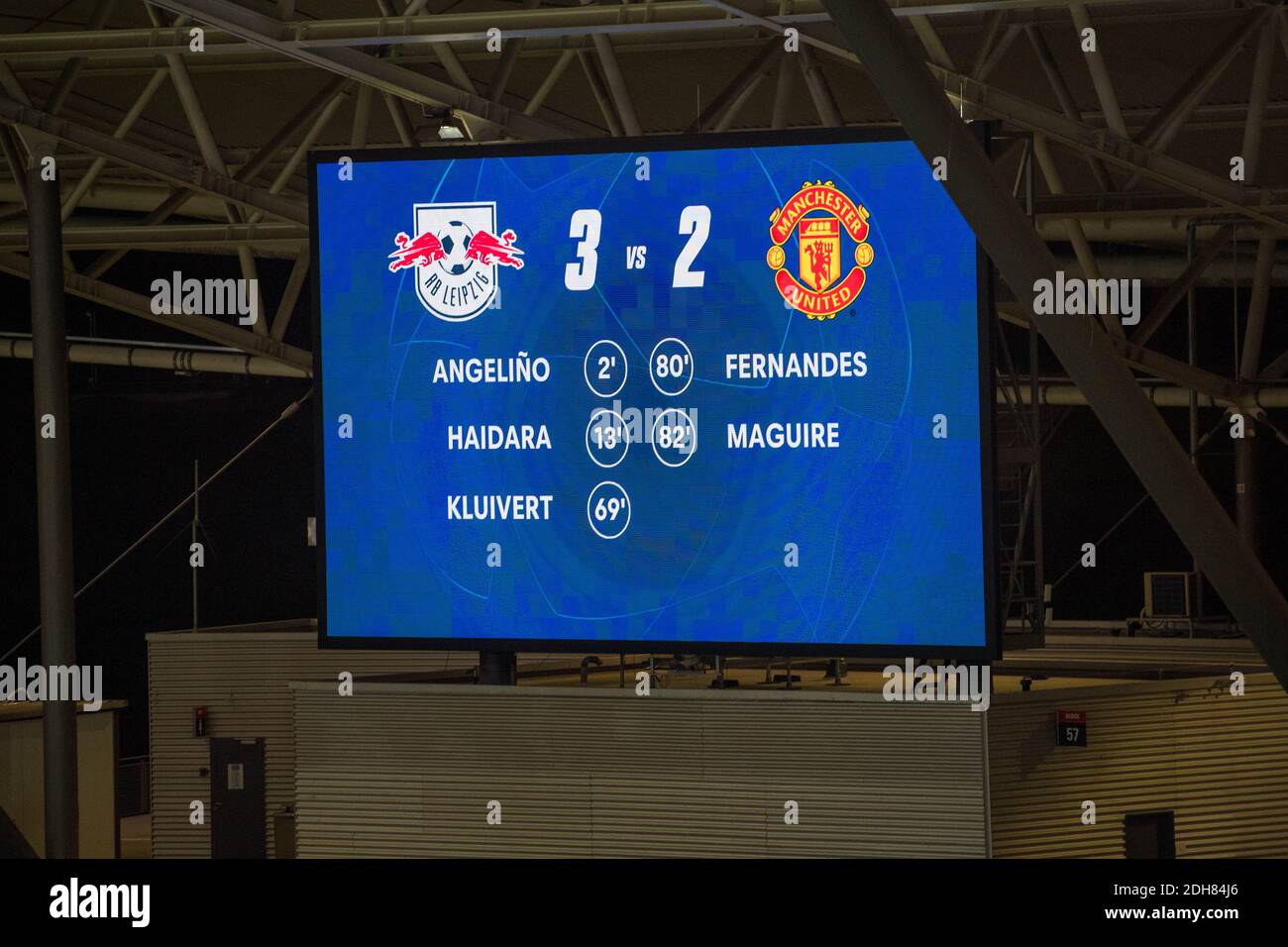 Final score on the scoreboard, display, monitor, video wall, screen