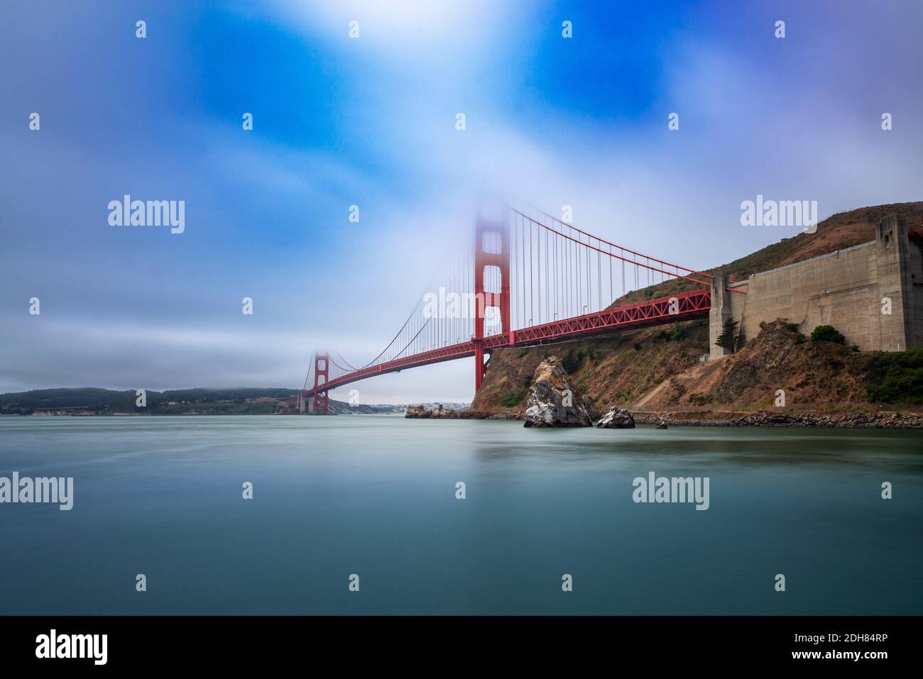Scenic view of the Golden Gate Bridge on a cloudy day, in San Francisco ...