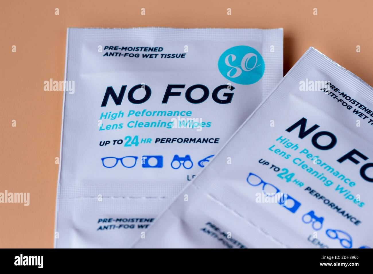 Glasses, Spectacle lens wipes anti-fog Stock Photo