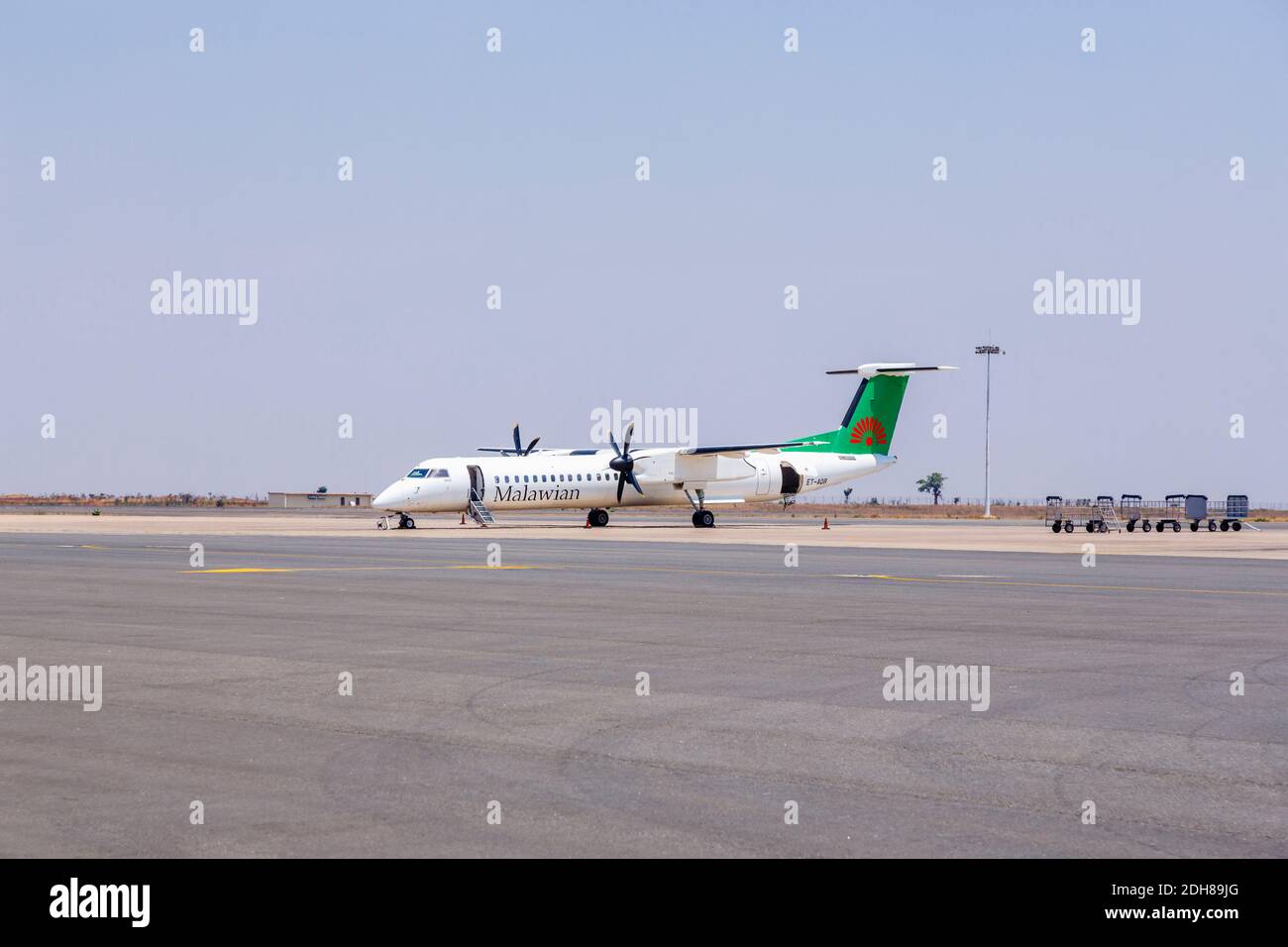 Malawian Airlines turboprop De Havilland Canada Dash 8400 (operated by Ethiopian Airlines) on