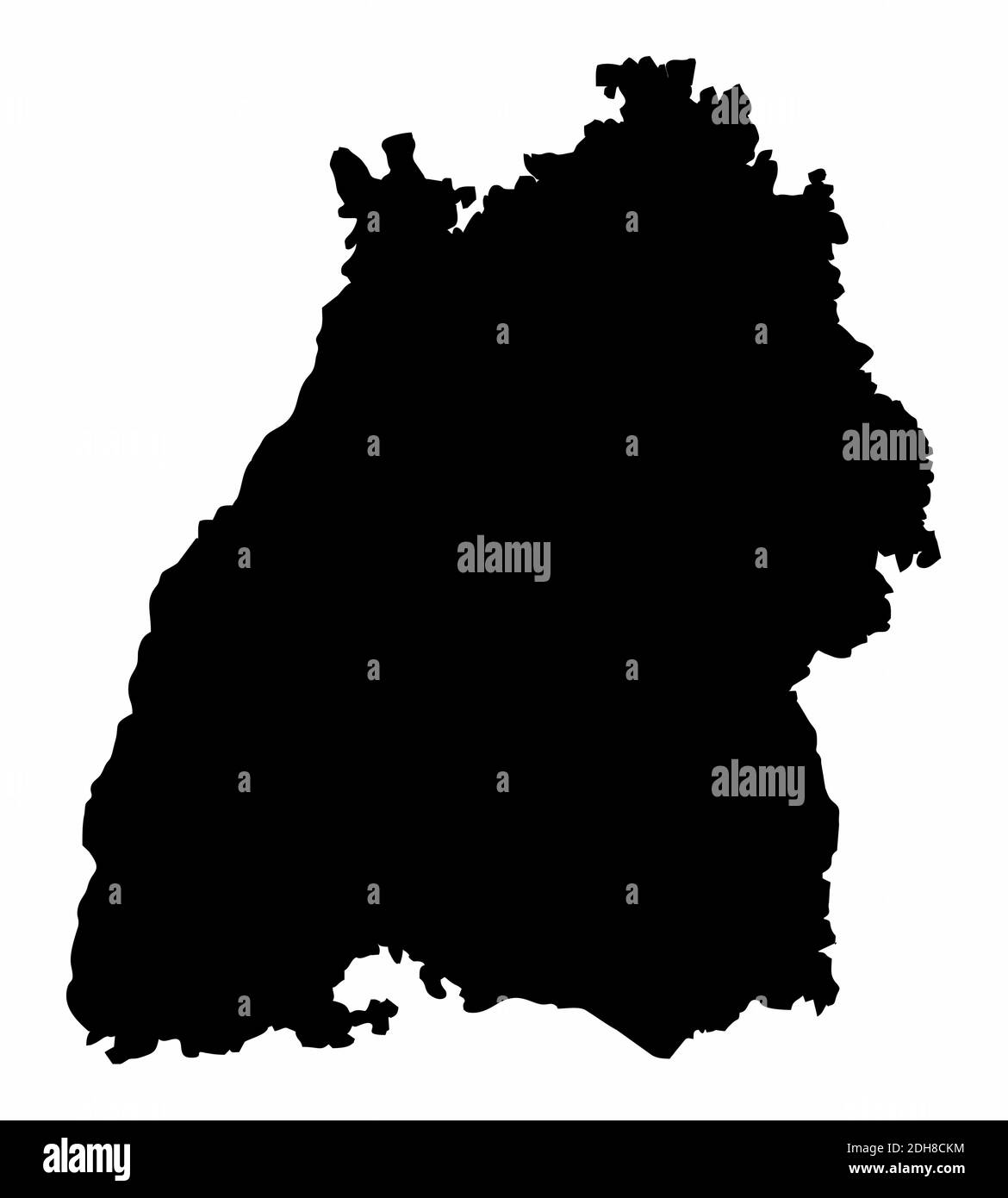 Baden-Wurttemberg state silhouette map Stock Vector