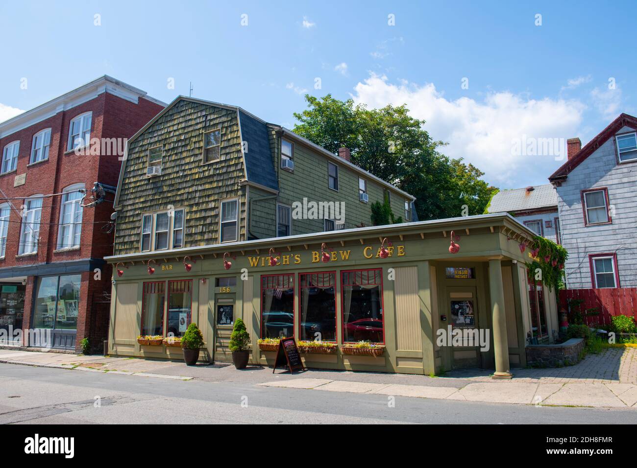 Historic Witch's Brew Cafe at 156 Derby Street in historic town Salem, Massachusetts MA, USA