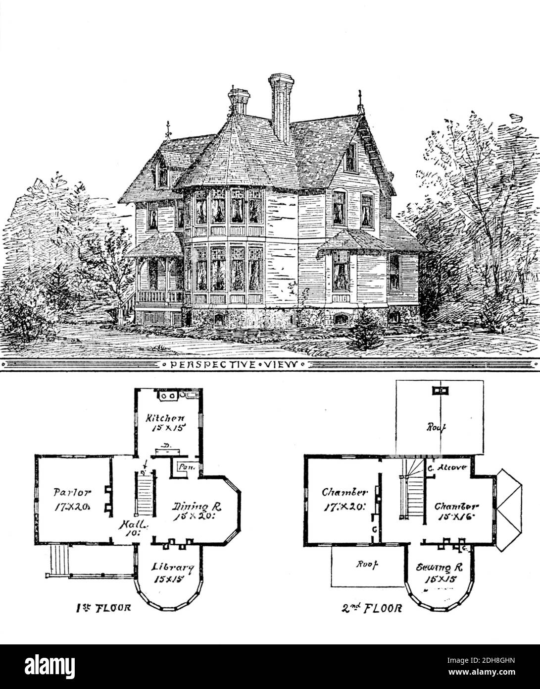 Gothic Cottage Architectural Plan And Layout From Godeys Ladys Book