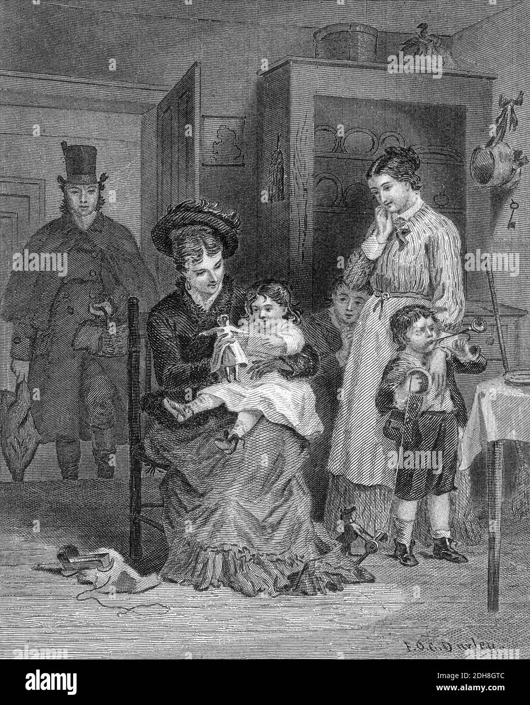 A Merry Christmas greeting from Godey's Lady's Book and Magazine, Vol 101 July to December 1880 in Philadelphia Stock Photo