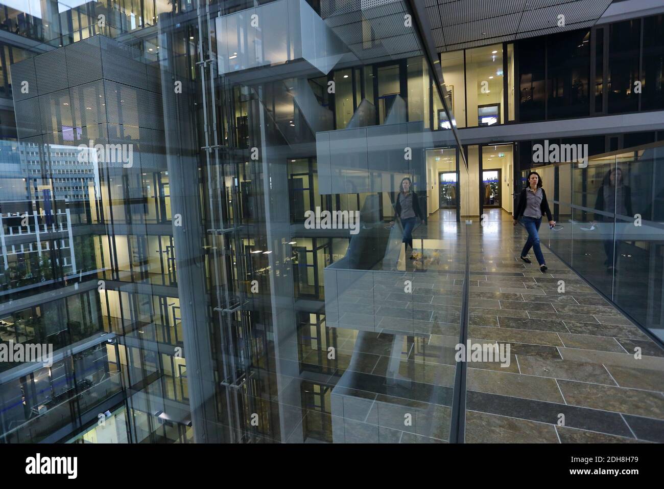 The headquarters of Deutsche Boerse in Eschborn. The inside of the