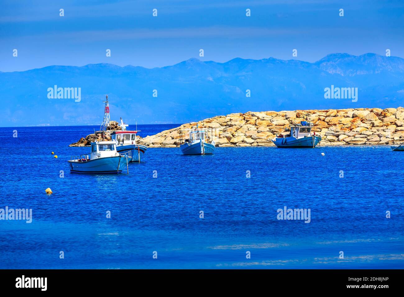 Fishing boats in Messinia, Greece Stock Photo