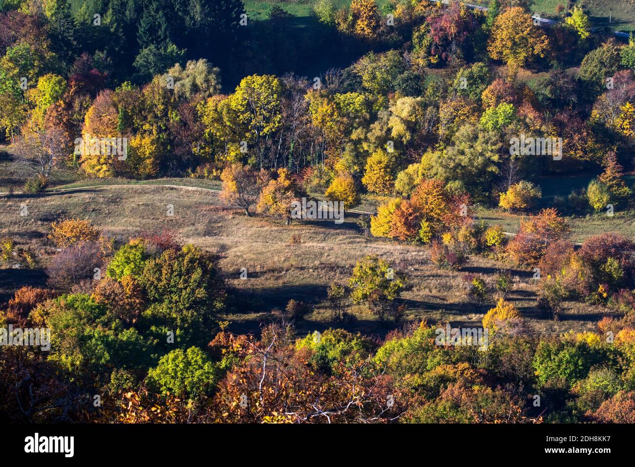 Blick vom Breitenstein, Ochsenwang, Schwäbische Alb, Deutschland Stock Photo