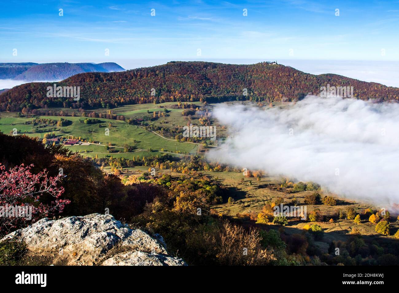 Blick vom Breitenstein, Ochsenwang, Schwäbische Alb, Deutschland Stock Photo