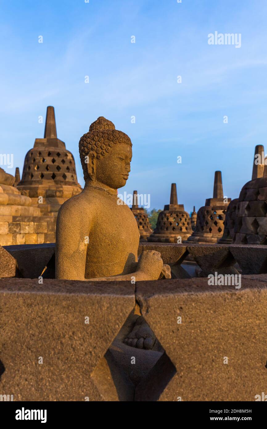 Borobudur Buddist Temple - island Java Indonesia Stock Photo