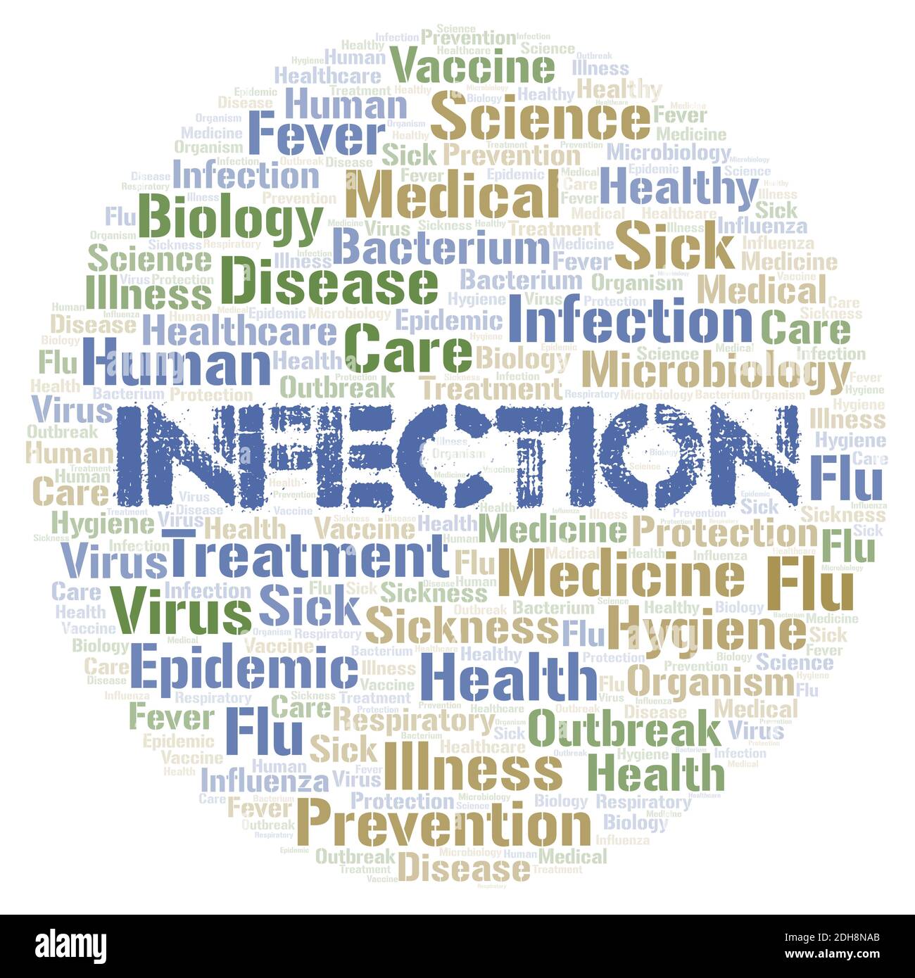 Infection typography word cloud create with text only. Stock Photo