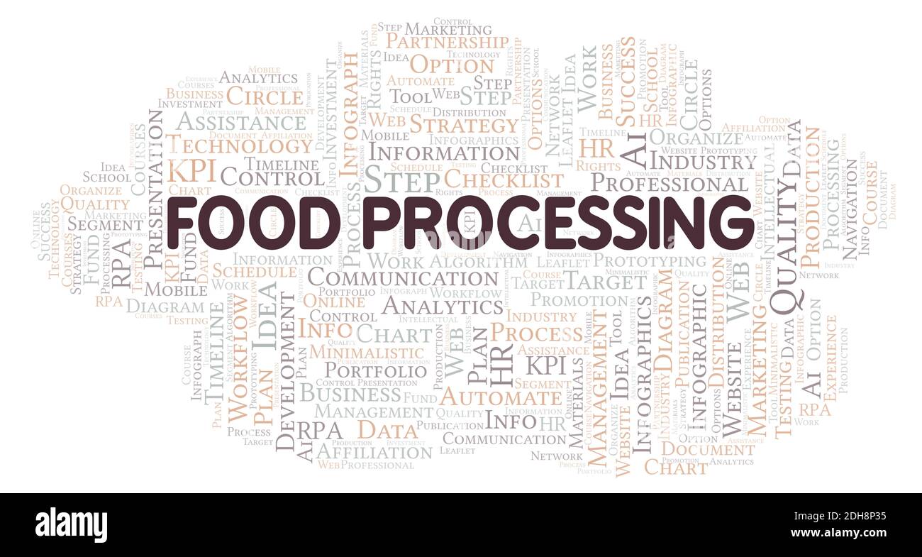 Food Processing typography word cloud create with text only Stock Photo ...