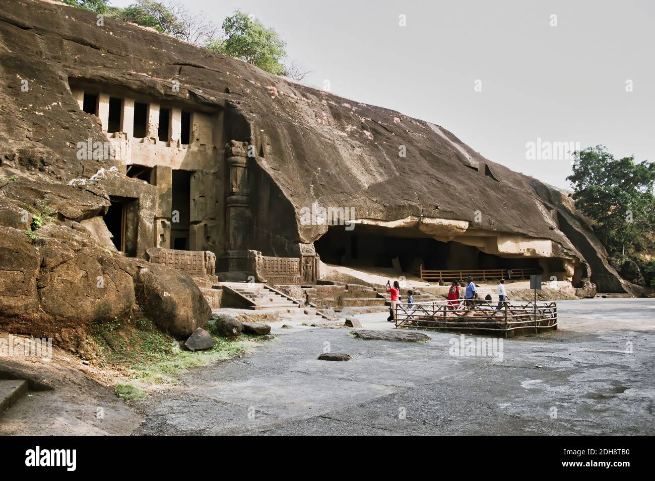 Mumbai, India - October 22, 2018: Exterior of Buddhist heritage cave temple Kanheri cave located in Borivali in Bombay during day time Stock Photo
