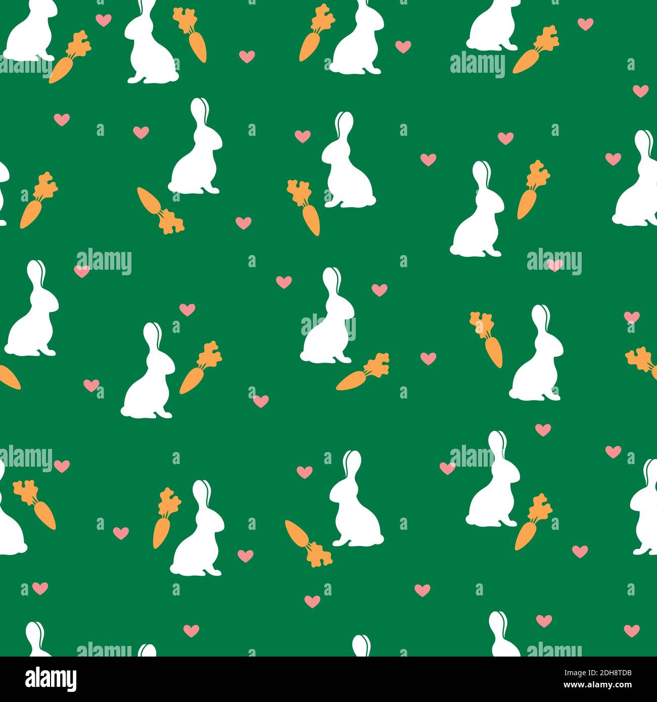 seamless pattern rabbits with carrot on a green background Stock Vector