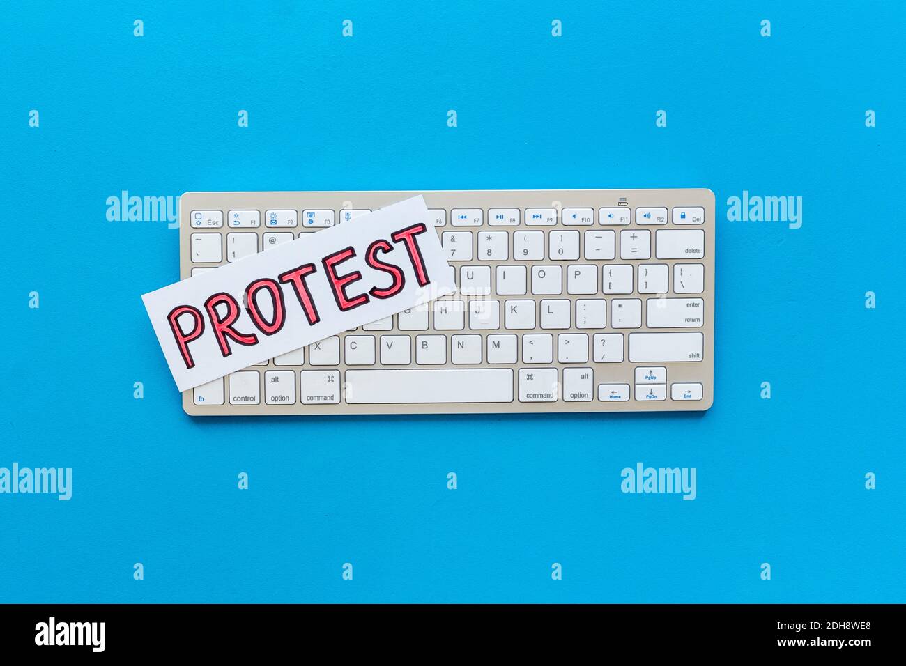 Protest online petition concept. Word Protest sign on the keyboard, top ...