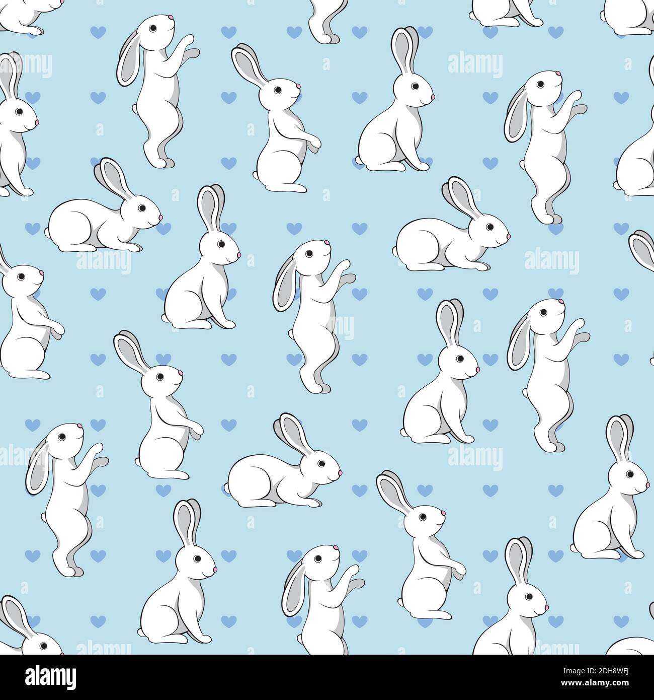 Seamless pattern with hares on blue background Stock Vector
