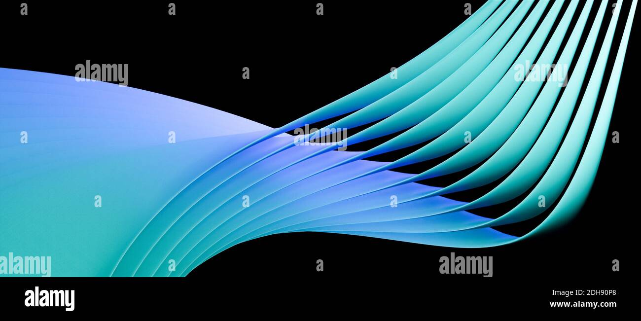 Abstract modern 3D object with many layers, flowing curves or shapes ...