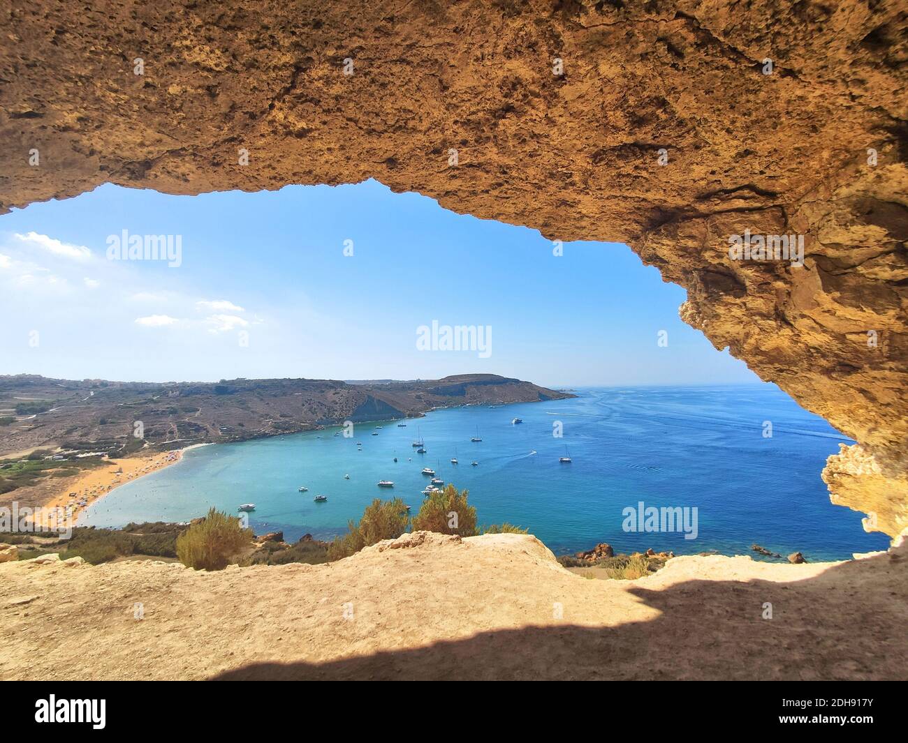 Ramla Bay view from Tal Mixta cave on Gozo island, Malta Stock Photo - Alamy