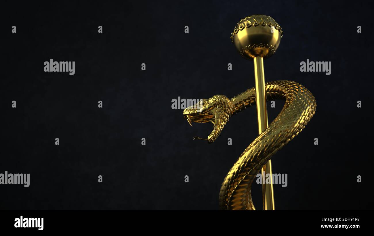 Snake Staff Of Asclepius Stock Photo