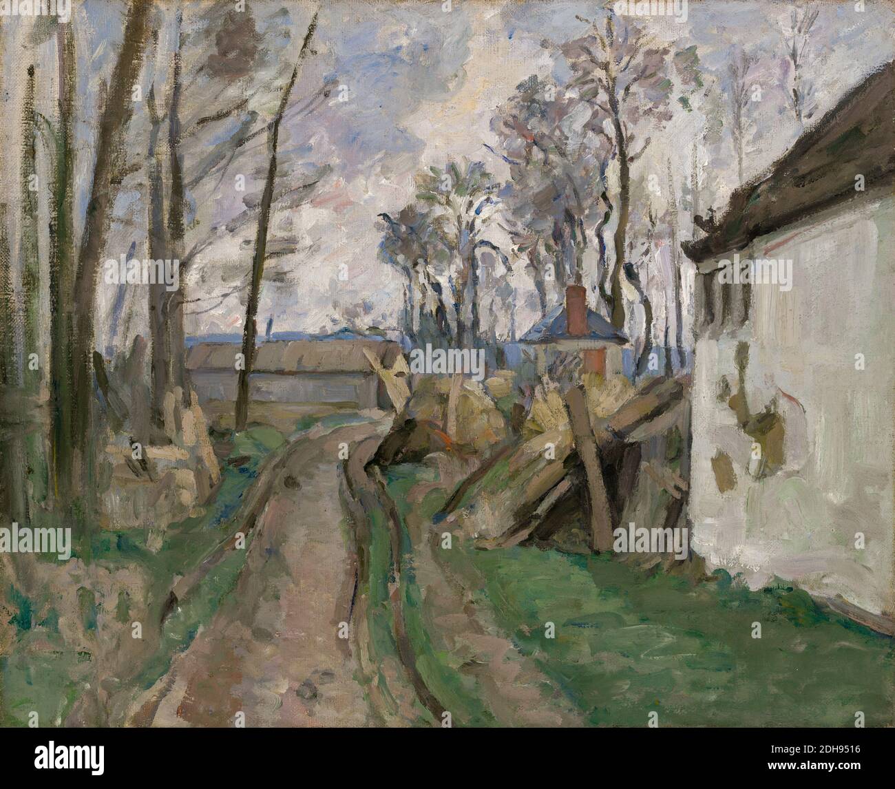 A Village Road near Auvers, landscape painting by Paul Cezanne, 1872-1873 Stock Photo