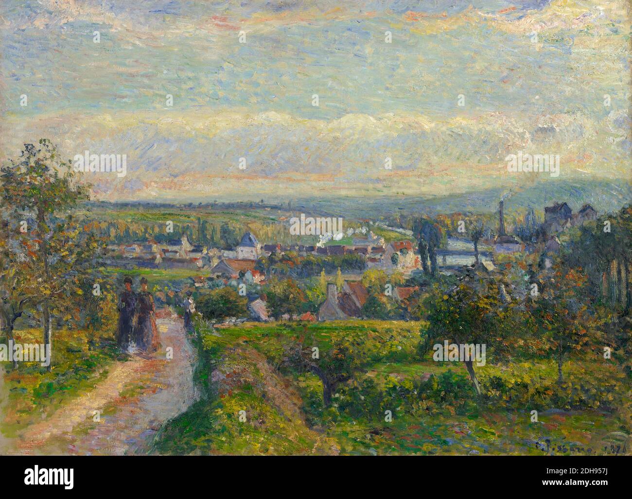 View of Saint-Ouen-l’Aumône, landscape painting by Camille Pissarro, 1876 Stock Photo