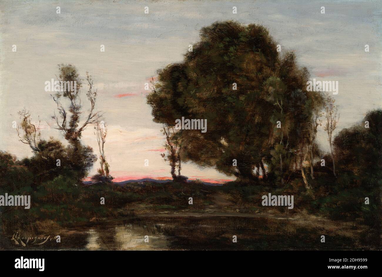 Landscape at Dusk, painting by Henri-Joseph Harpignies, 1902 Stock Photo