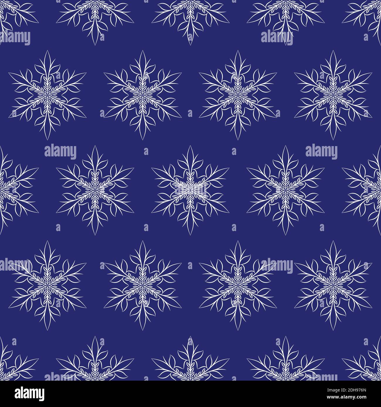 Winter sashiko seamless pattern with snowflakes. Stock Vector