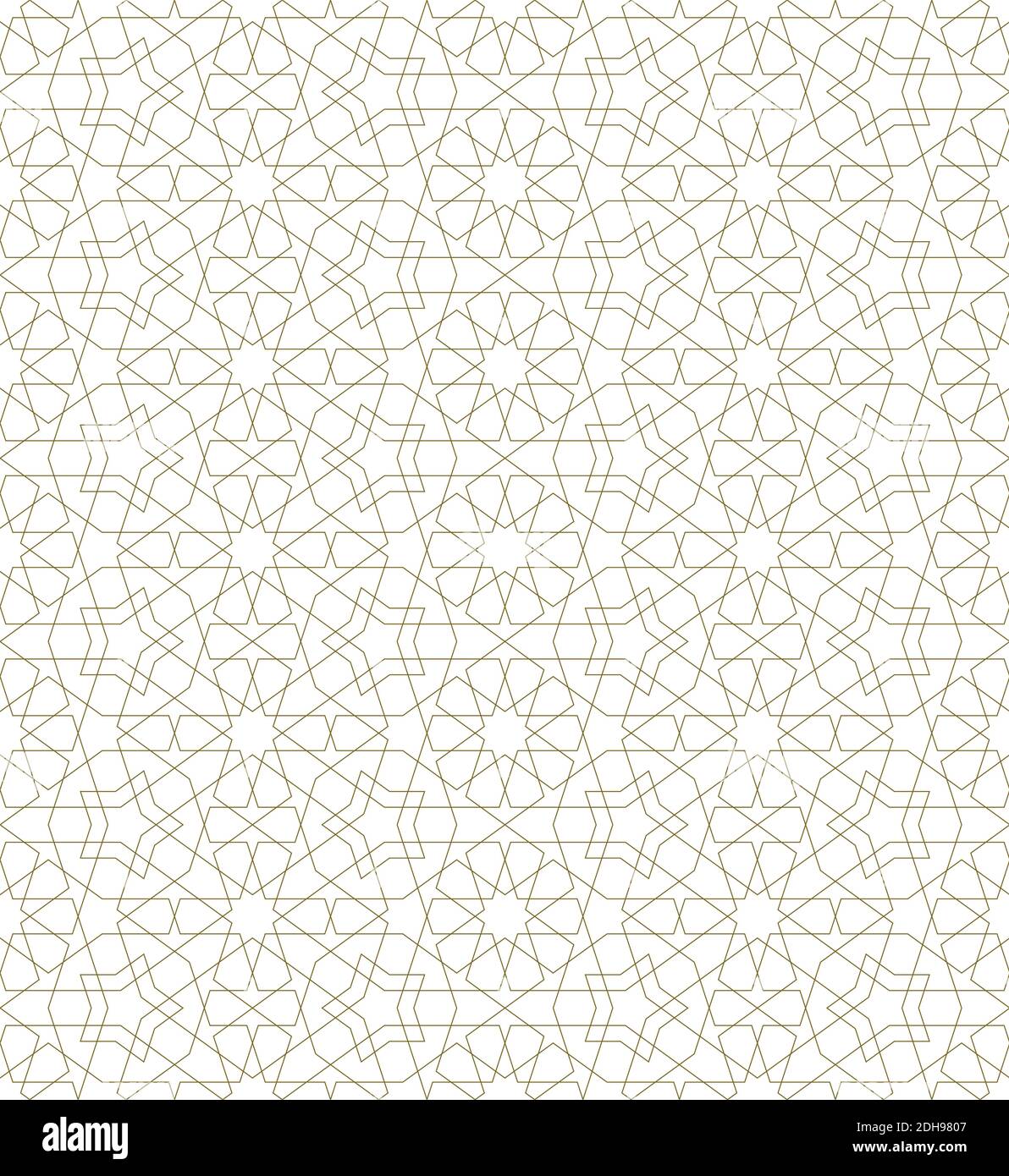 Background seamless pattern based on traditional islamic art.Brown color.Great design for fabric,textile,cover,wrapping paper,background.Fine lines. Stock Vector