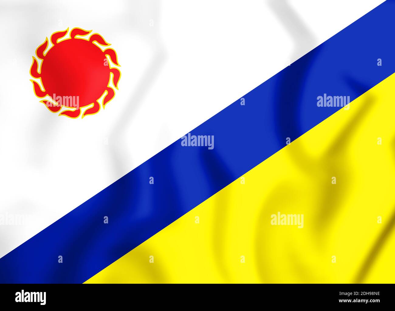 3D Flag of Elista (Kalmykia), Russia. 3D Illustration. Stock Photo
