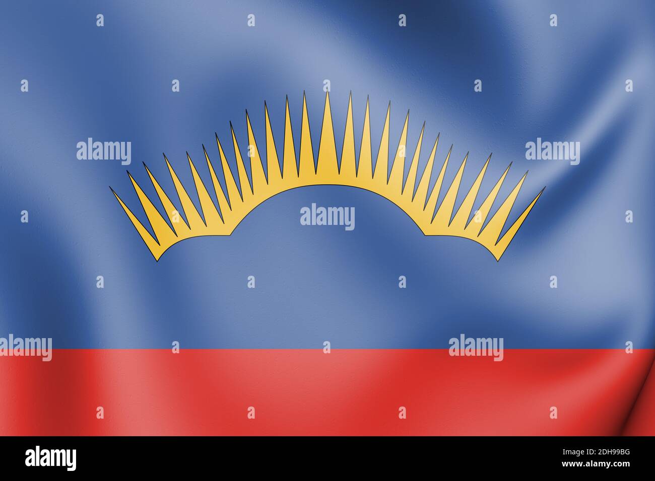3D Flag of Murmansk Oblast, Russia. 3D Illustration. Stock Photo