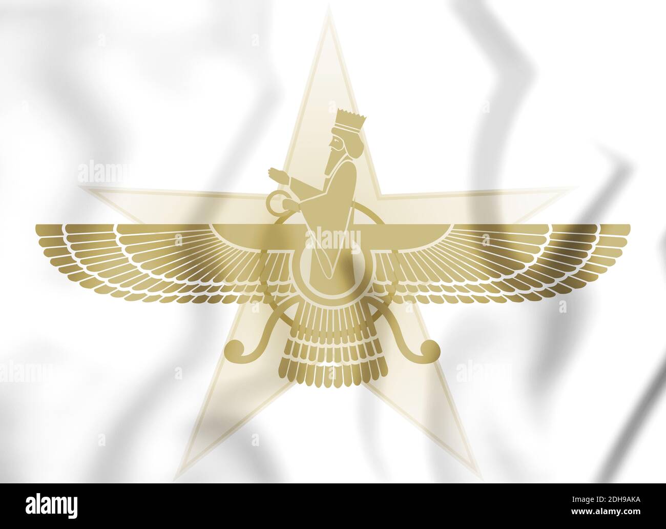 3D Faravahar symbol, Zoroastrianism. 3D Illustration. Stock Photo